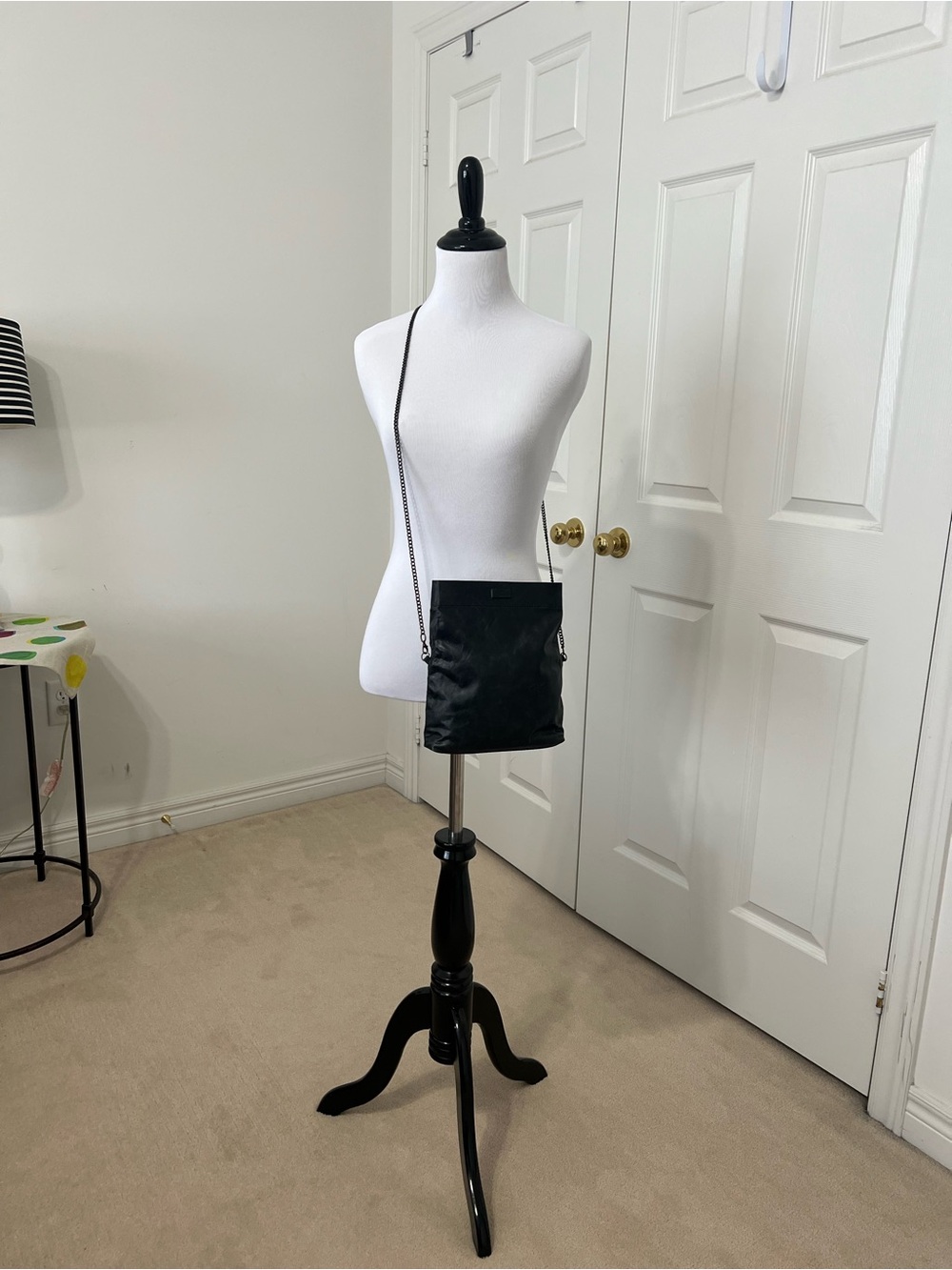 Vintage BYFÉ Black Leather Shoulder Bag with Chain Strap